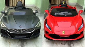 Kids Ride On Supercars Race Indoors - Red and Black Toy Car Adventure